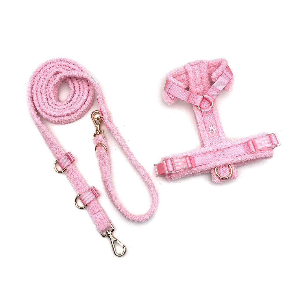 Teddy Harness & Leash Set – Soft Pink