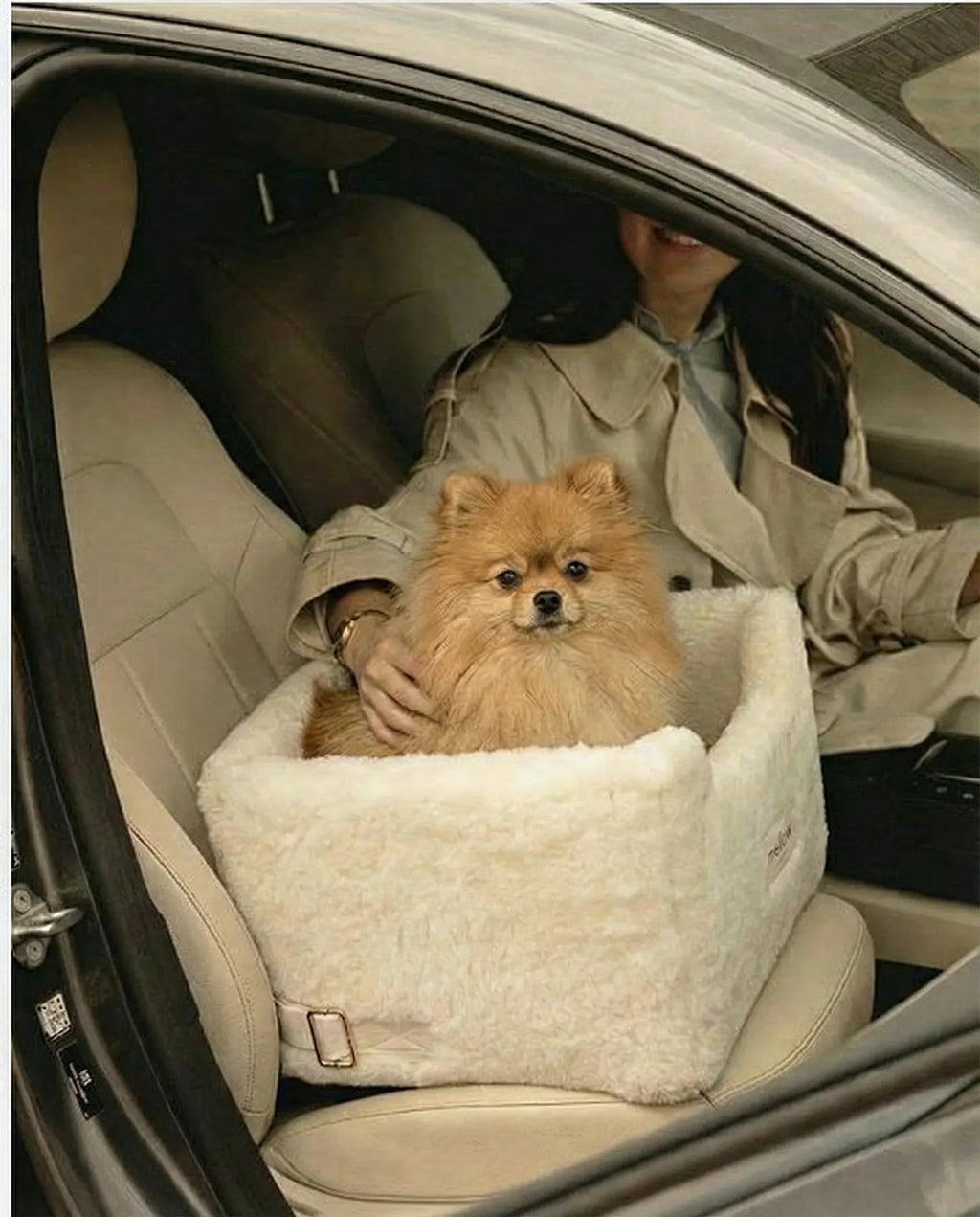 Natural Wool Dog Carrier - White-3