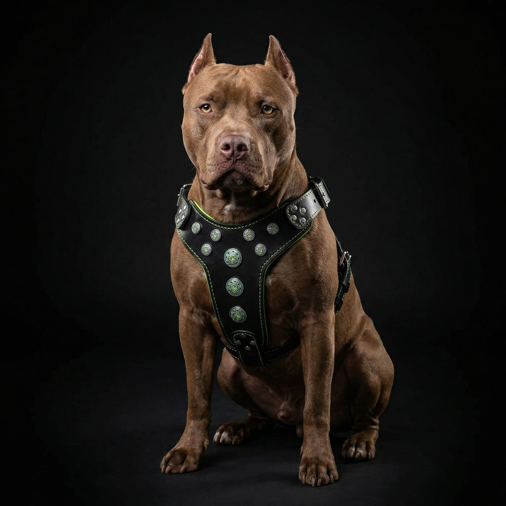 ''Bijou'' harness Black & Green for big dogs-1
